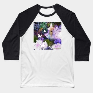 Mystical Forest Butterfly Shrine Baseball T-Shirt